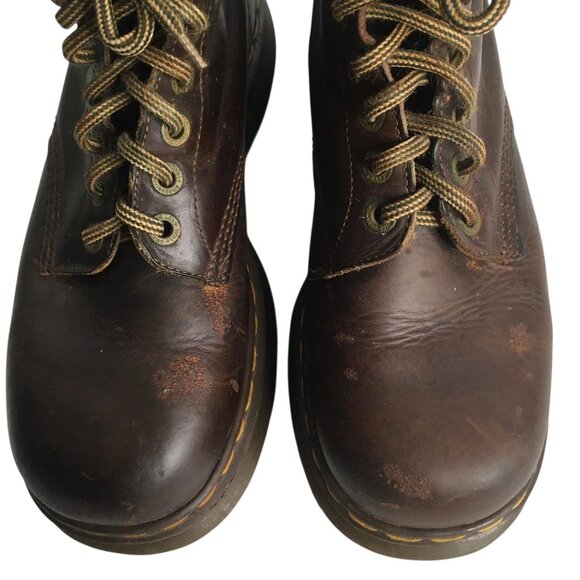 Vintage Dr Martens Boots Mens Size 9 Brown Leather Lace Up Made England 2000s